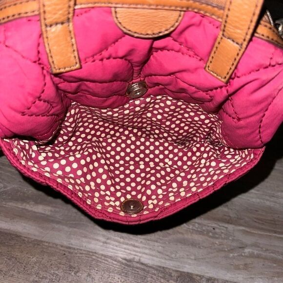 Fossil key-per red quilted crossbody tote bag EUC - Picture 15 of 16
